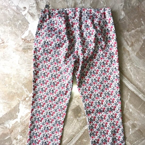 ANDREA MORANDO 6 (M) Woven Textured Jacquard Floral Slim Fit Pants ITALY - Picture 5 of 10